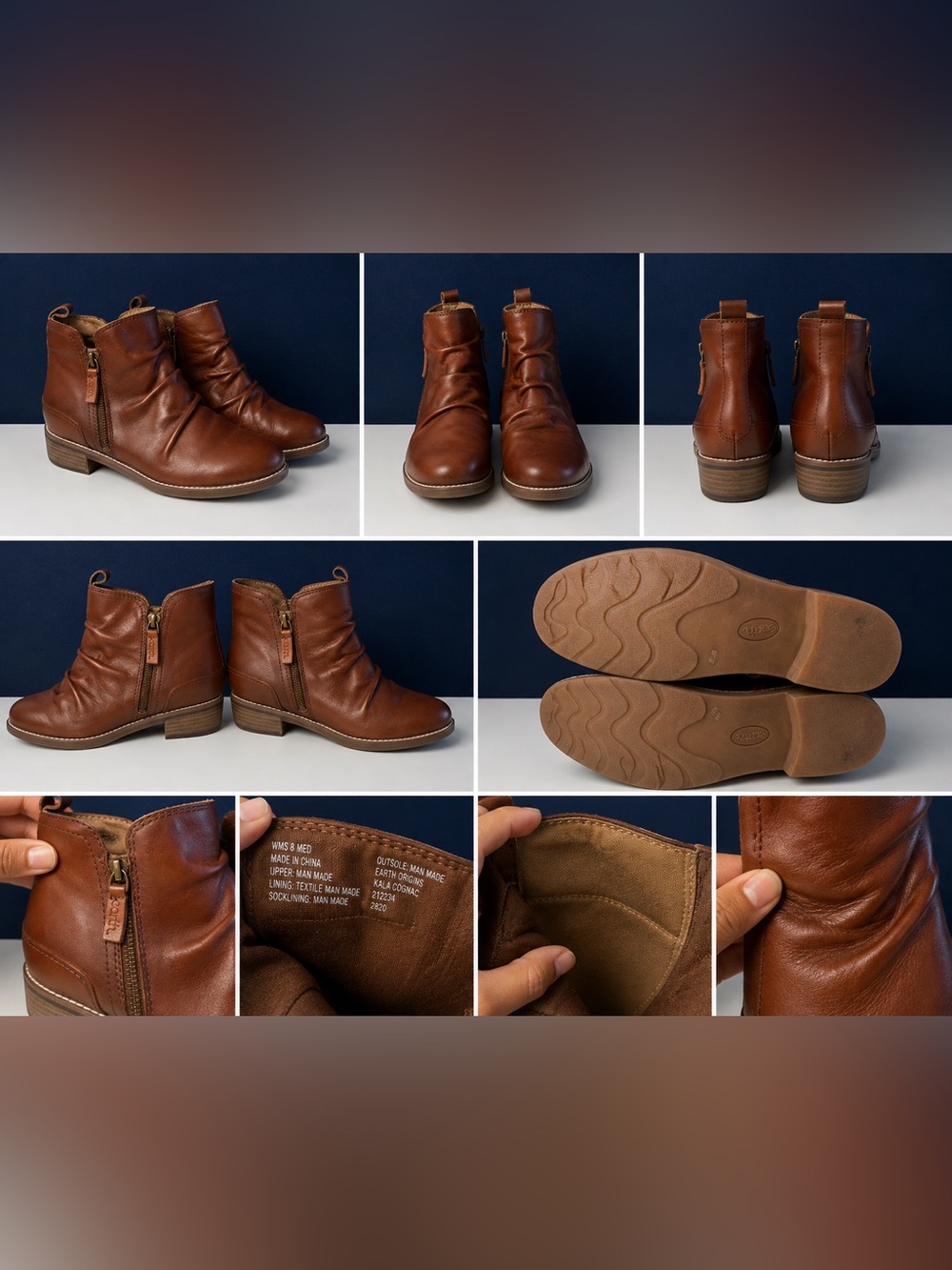 Earth Brown Leather Side-Zip Ankle Boots